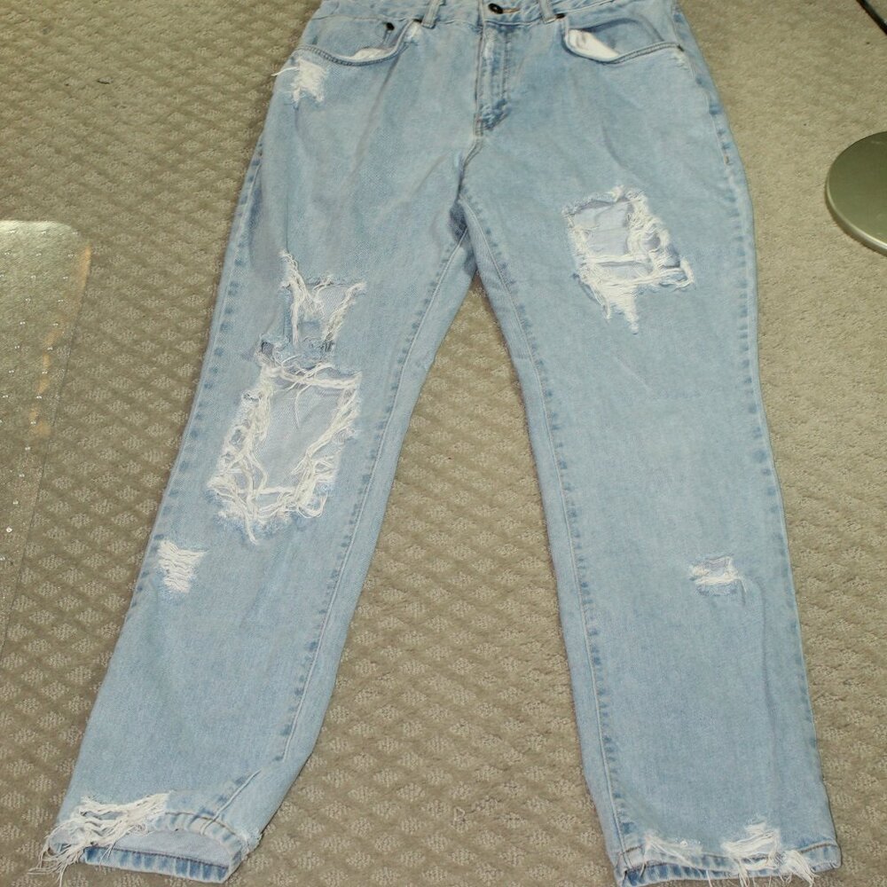 The Ragged Priest Jeans Womens 30x29 High Rise Destroyed Light Blue Jeans